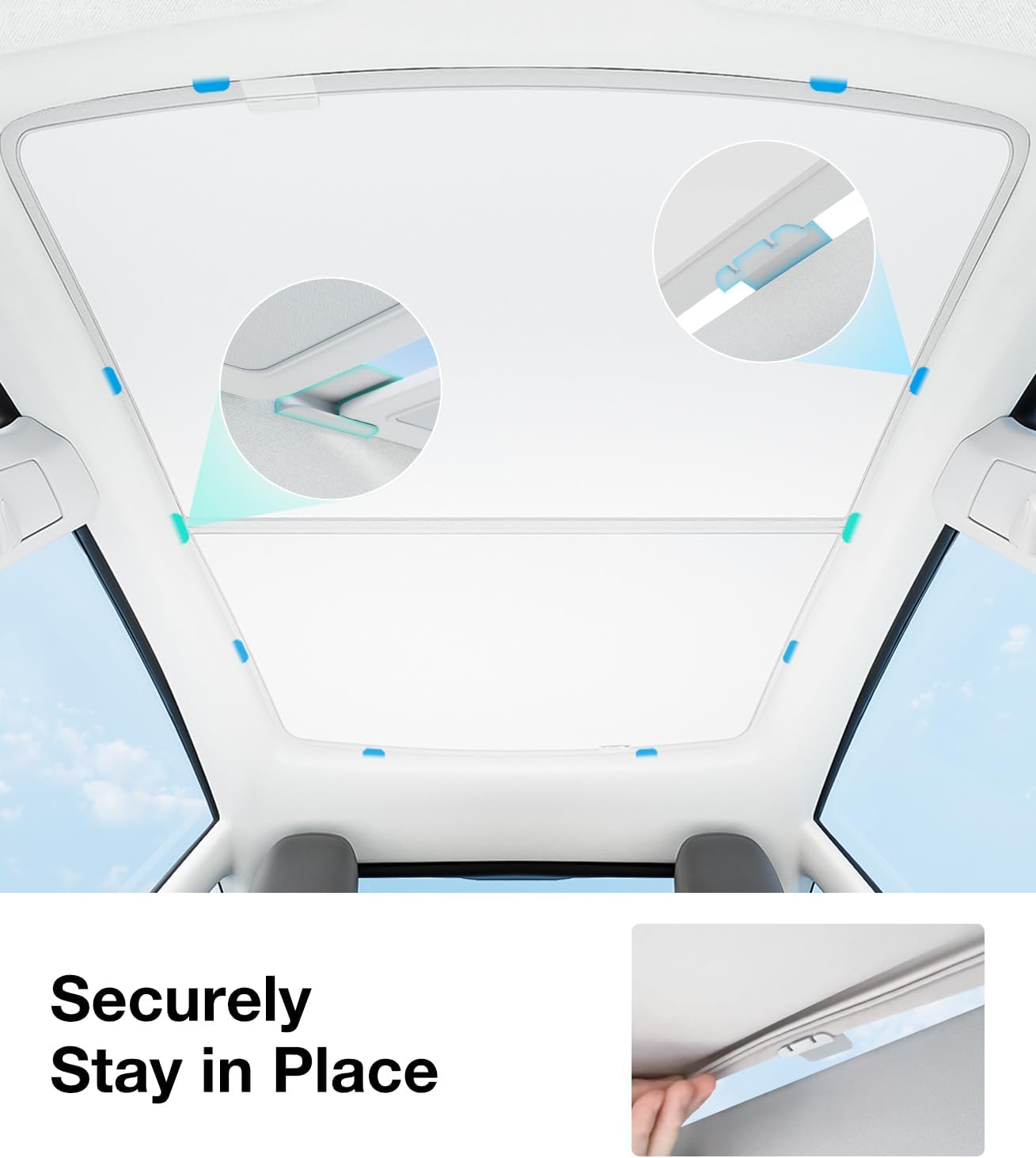 Youten Tesla Model S Roof Sunshade, 3-Gen Nano Ice-Crystal Heat Insulation Glass Roof Cover, Sag-Proof Interior Gray Accessories for 2020-2026
