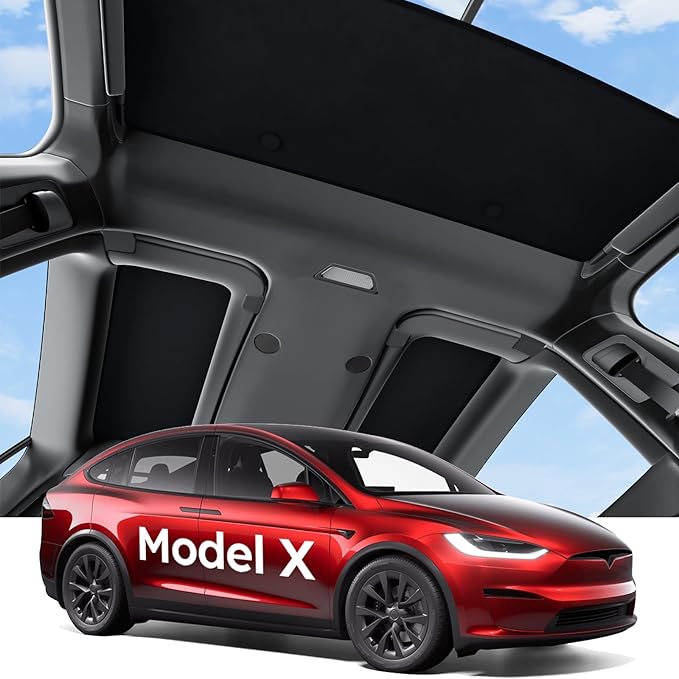 outen 3-Gen Nano Ice-Crystal Roof Sunshade, Anti-Sag Heat Insulation Glass Roof Cover for 2020-2026 Tesla Model X, Black