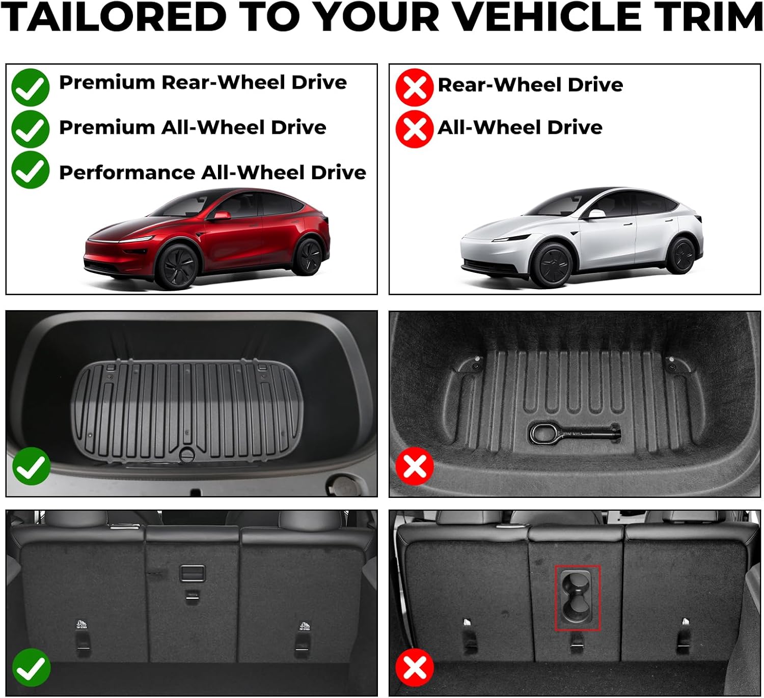 Youten TPE Floor Mats for Tesla Model Y Juniper (Half Coverage)