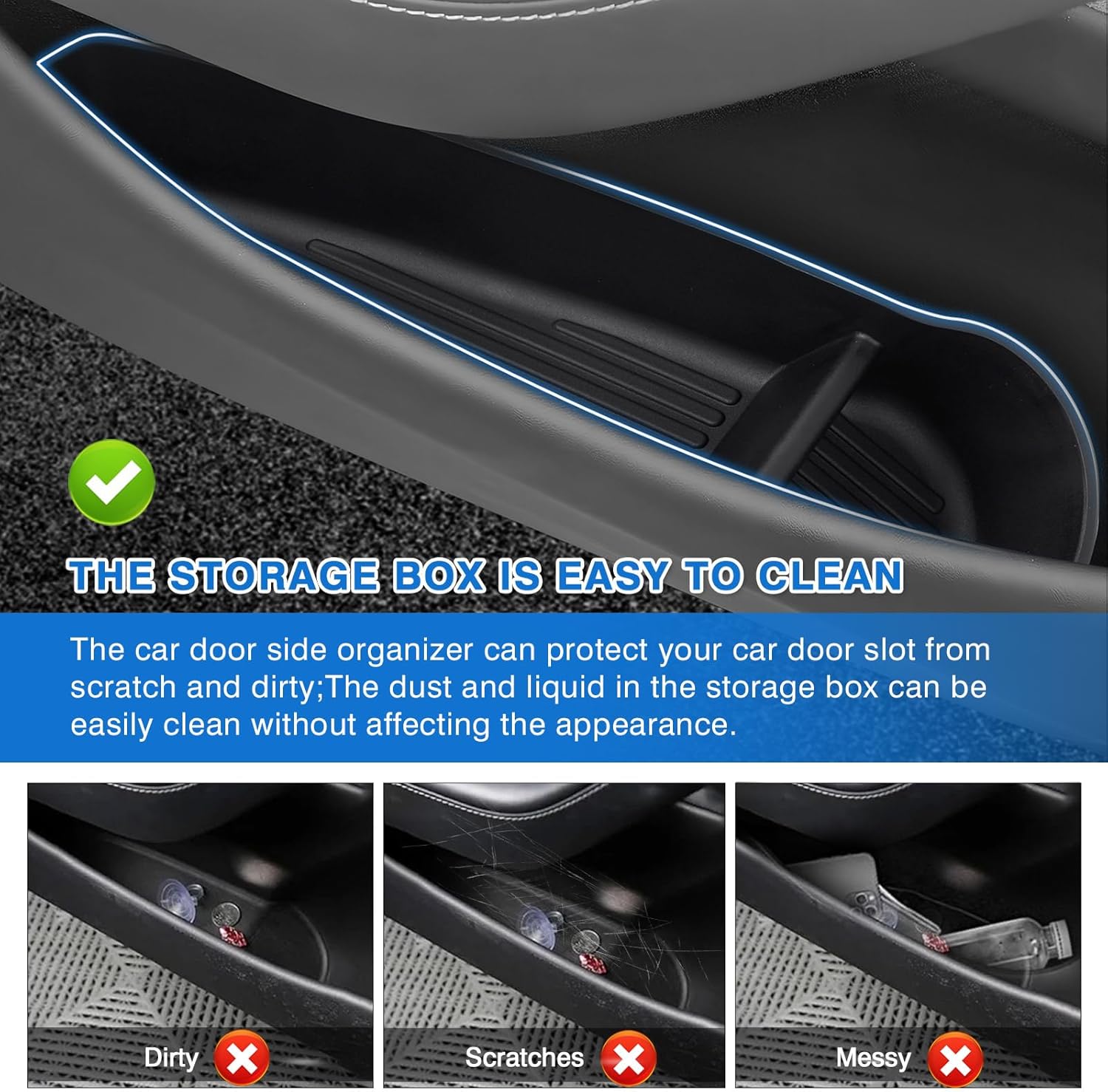 Youten 4PCS TPE Door Side Storage Trays, Front & Rear Door Organizer Inserts for 2025-2026 Tesla Model Y Juniper