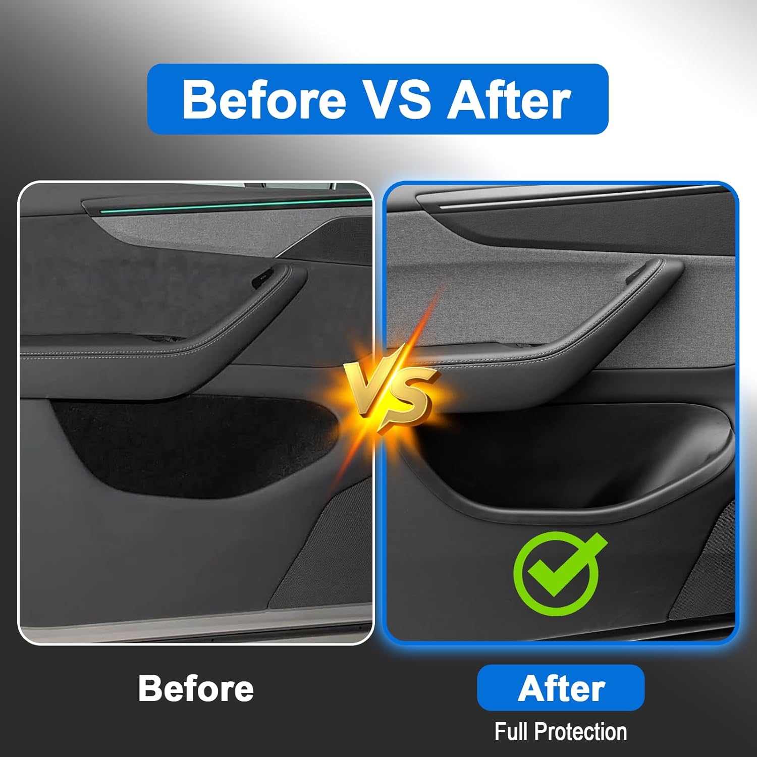 Youten 4PCS Full-Cover Door Side Organizer, TPE Anti-Slip Door Pocket Storage for Tesla Model Y Juniper 2026