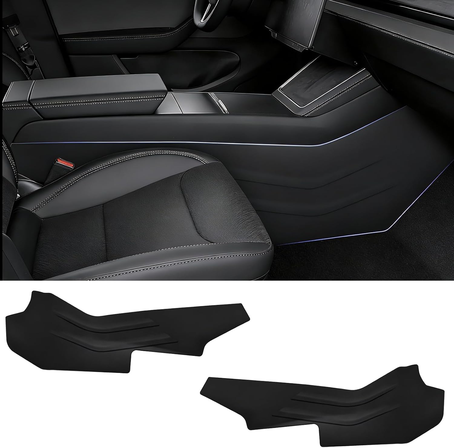 Youten 11PCS Carbon Fiber Door Sill Protector Set, Door Sill Covers, Center Console Anti-Kick Pads & Rear Bumper Guard for 2025-2026 Tesla Model Y Juniper