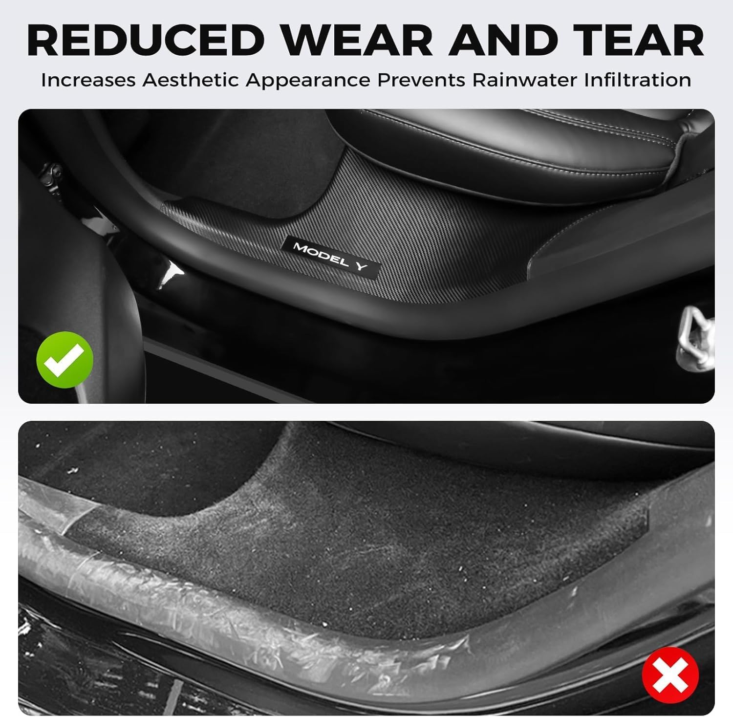 Youten 11PCS Carbon Fiber Door Sill Protector Set, Door Sill Covers, Center Console Anti-Kick Pads & Rear Bumper Guard for 2025-2026 Tesla Model Y Juniper