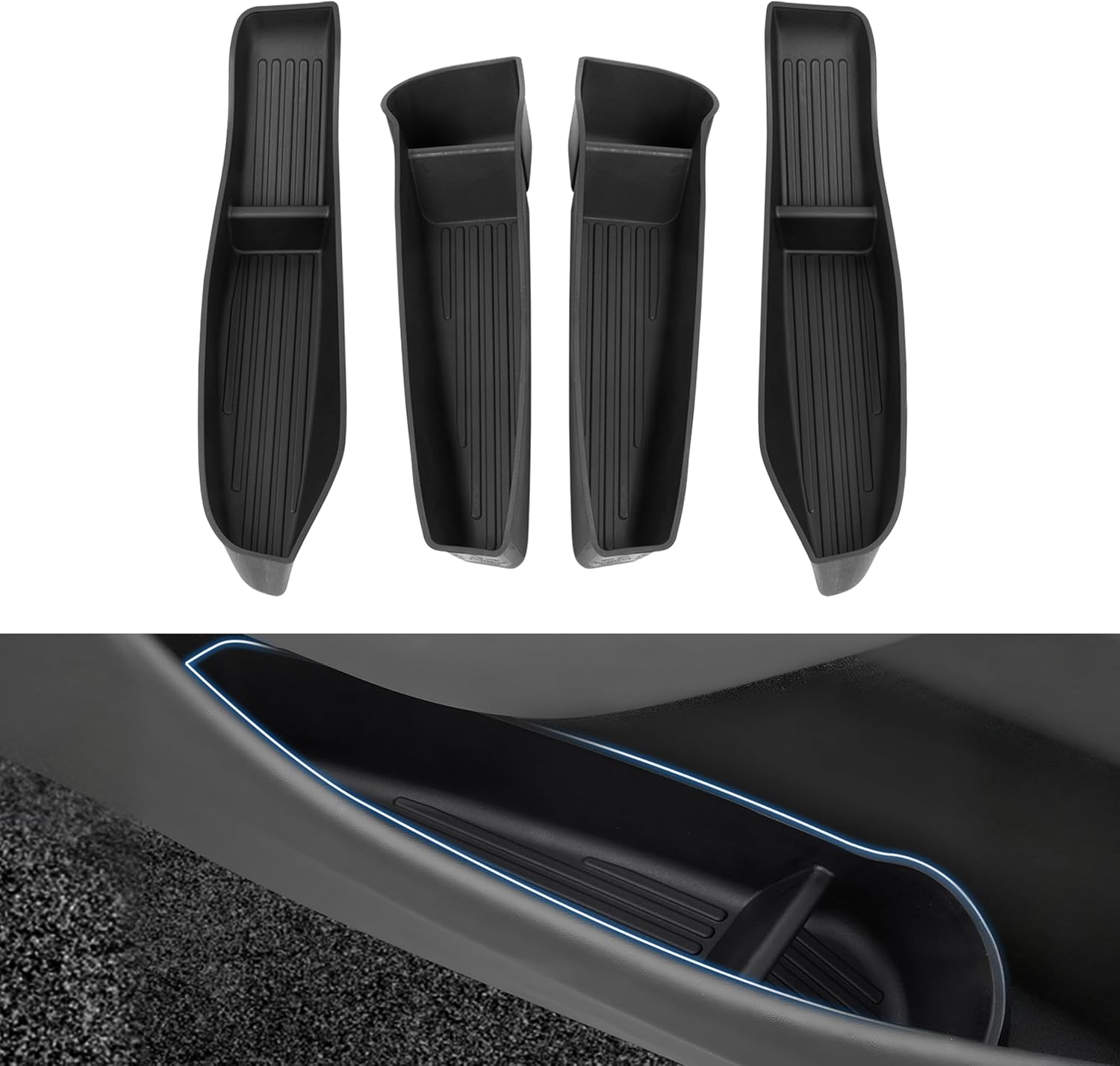 Youten 4PCS TPE Door Side Storage Trays, Front & Rear Door Organizer Inserts for 2025-2026 Tesla Model Y Juniper
