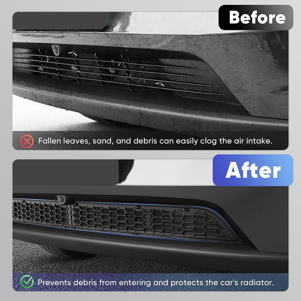 Youten Clip-On Black Grille Mesh Inserts, Front Air Inlet Vent Cover for 2025-2026 Tesla Model Y Juniper (Not for Standard)
