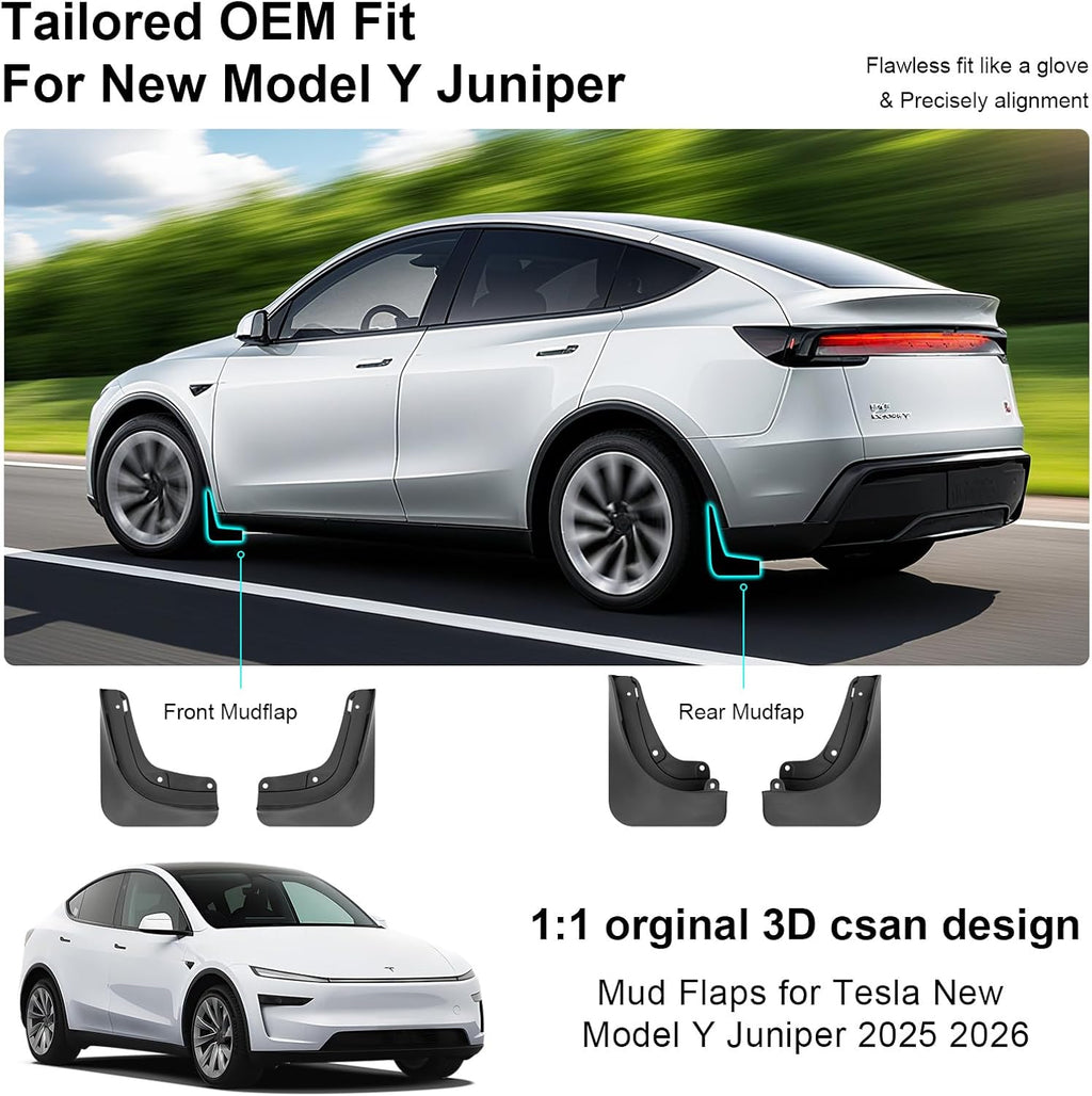 Youten ABS Mud Flaps for Tesla Model Y Juniper | Set of 4