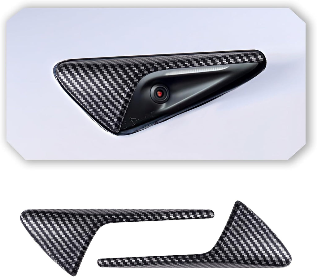 Youten HW4.0 Side Camera Protection Covers, Matt Carbon Fiber Pattern Turn Signal Accessories for 2024-2026 Tesla Model 3/Y
