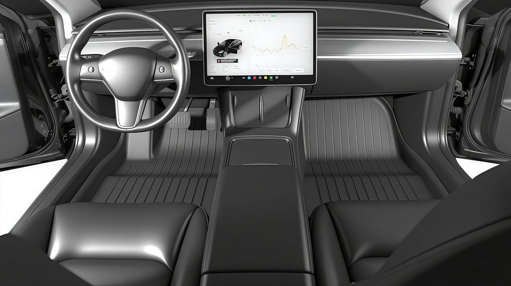 Youten Full Set TPE Floor Mats for 2024-2026 Tesla Model 3 Highland, All Weather Waterproof Anti-Slip Floor Liners