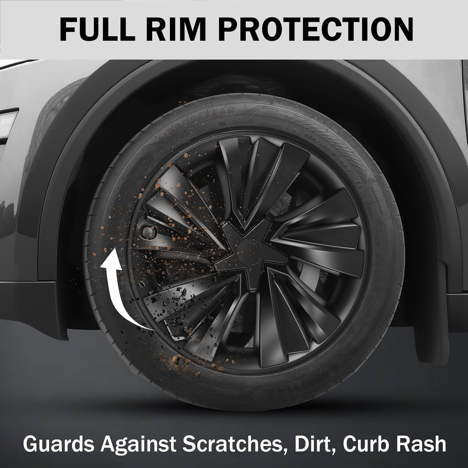 Youten 19" Matte Black Hub Caps for Tesla Model Y Juniper