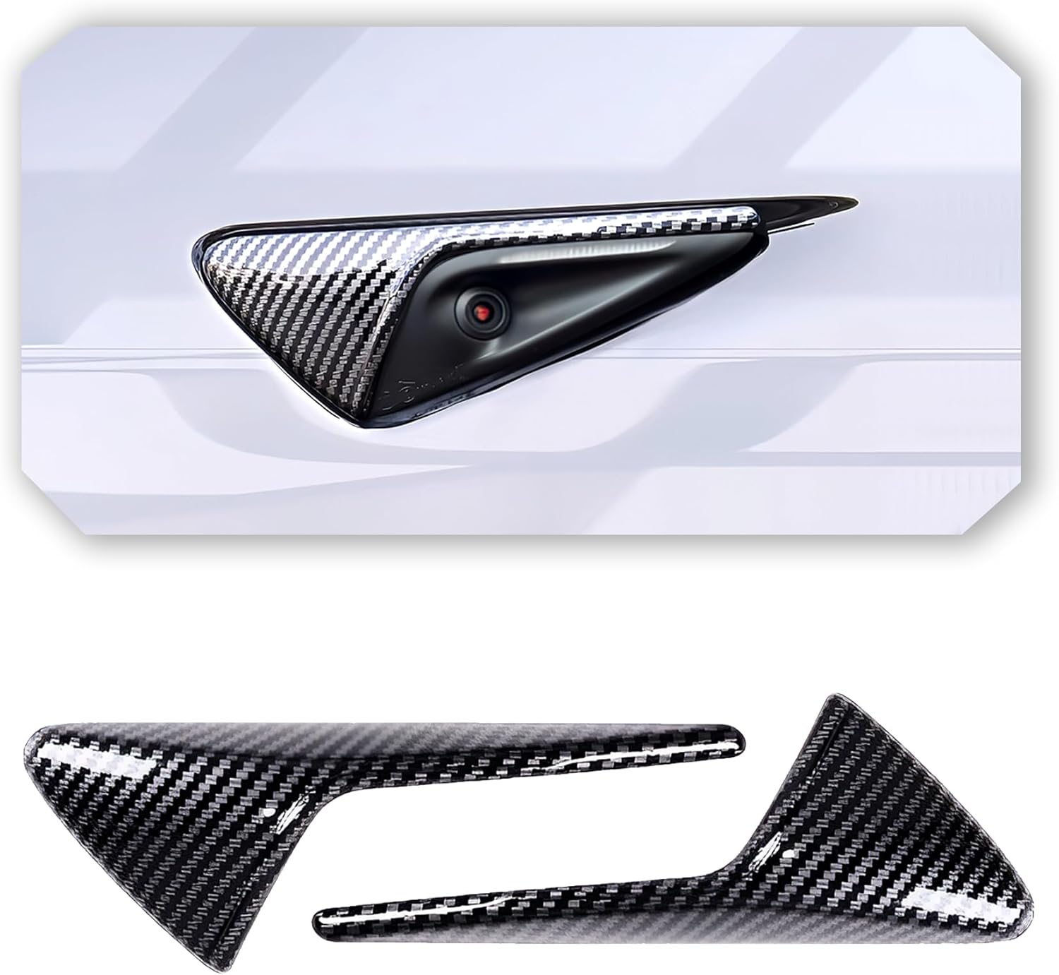 Youten HW4.0 Side Camera Protection Covers, Matt Carbon Fiber Pattern Turn Signal Accessories for 2024-2026 Tesla Model 3/Y