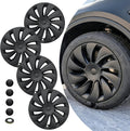 Youten 4PCS 19 Inch Hubcaps, Matte Black Aerodynamic Wheel Covers for 2025-2026 Tesla Model Y Juniper Crossflow Wheels, Snap-On Installation, Fit RWD/AWD