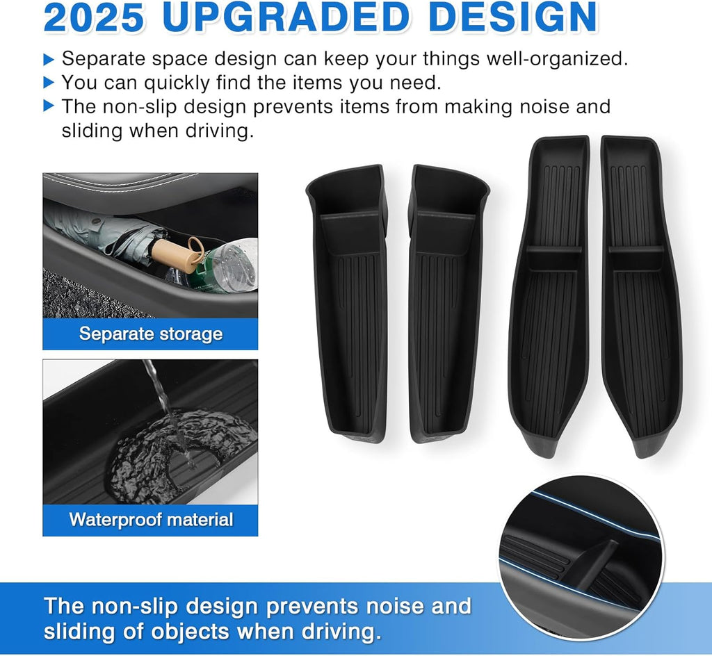 Youten 4PCS TPE Door Side Storage Trays, Front & Rear Door Organizer Inserts for 2025-2026 Tesla Model Y Juniper