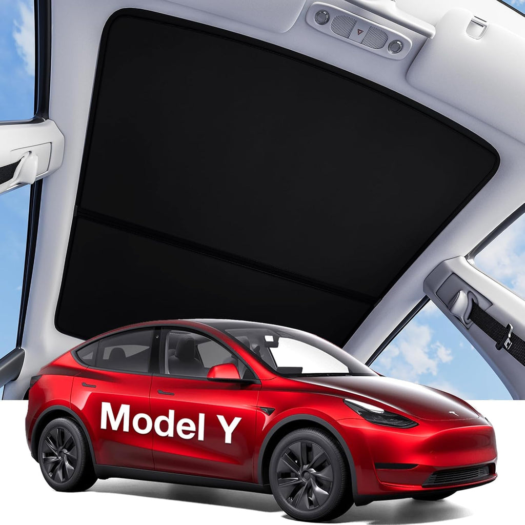 Youten 3-Gen Nano Ice-Crystal Roof Sunshade, Anti-Sag Heat Insulation Glass Roof Cover for 2025-2026 Tesla Model Y Juniper