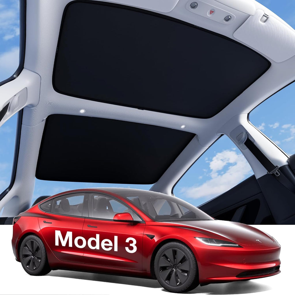 Youten 3-Gen Nano Ice-Crystal Roof Sunshade, Anti-Sag Heat Insulation Glass Roof Cover for 2020-2026 Tesla Model 3 Highland