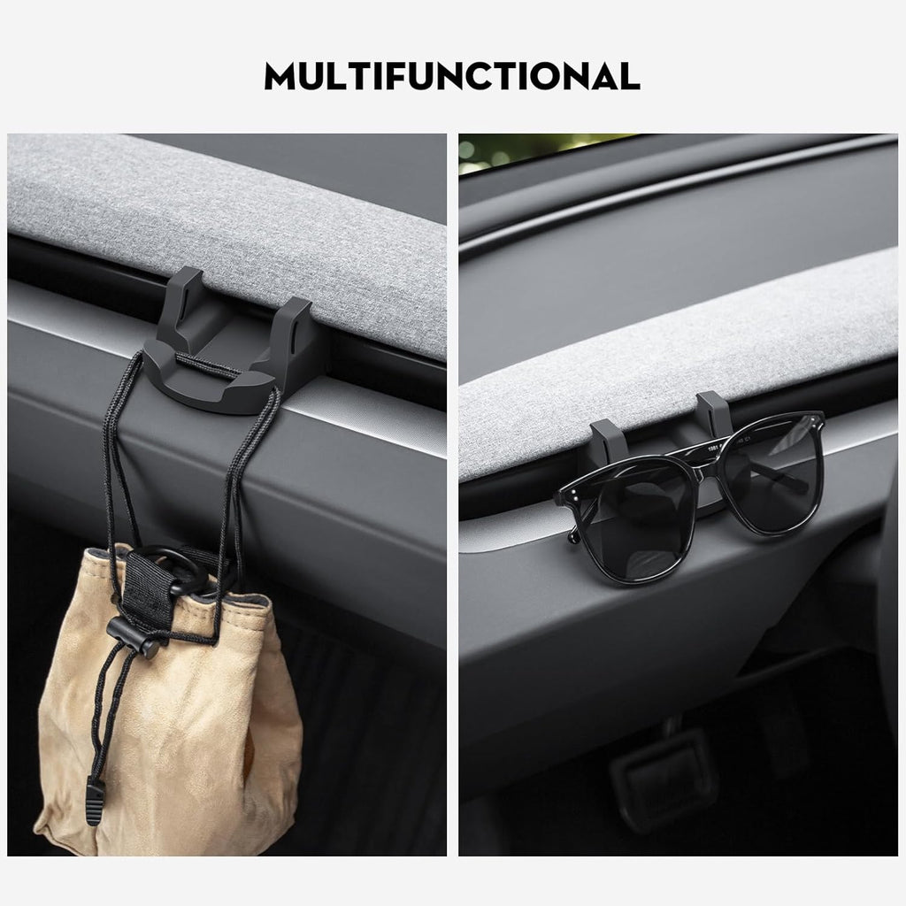 Car dashboard multifunctional hook holding a bag and sunglasses organizer
