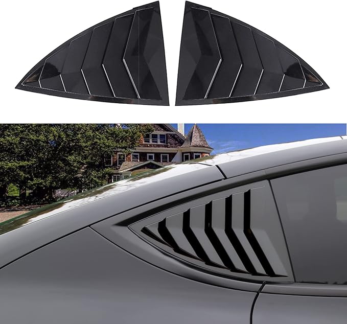 Youten Side Window Louver Cover, Sport Style Glossy Carbon Fiber Pattern Accessories for 2021-2026 Tesla Model Y