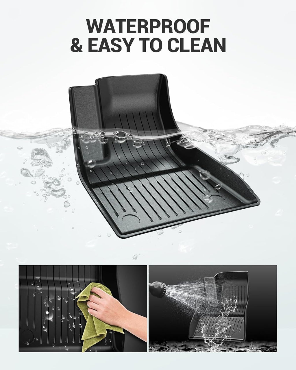 Youten Full Set TPE Floor Mats for 2024-2026 Tesla Model 3 Highland, All Weather Waterproof Anti-Slip Floor Liners