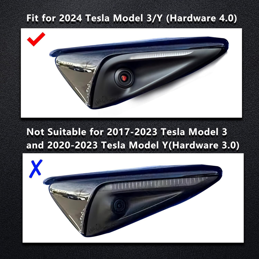 Youten HW4.0 Side Camera Protection Covers, Matt Carbon Fiber Pattern Turn Signal Accessories for 2024-2026 Tesla Model 3/Y