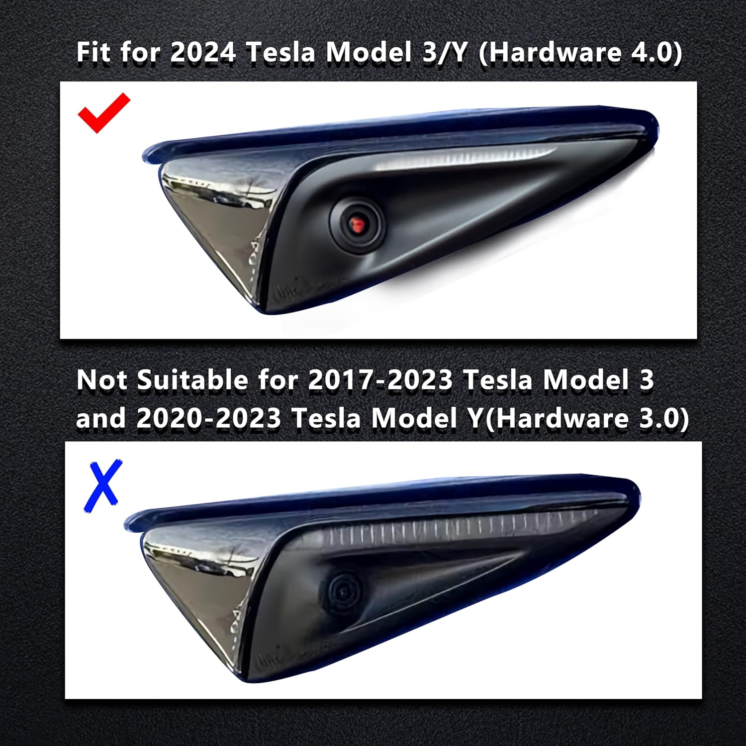 Youten HW4.0 Side Camera Protection Covers, Matt Carbon Fiber Pattern Turn Signal Accessories for 2024-2026 Tesla Model 3/Y