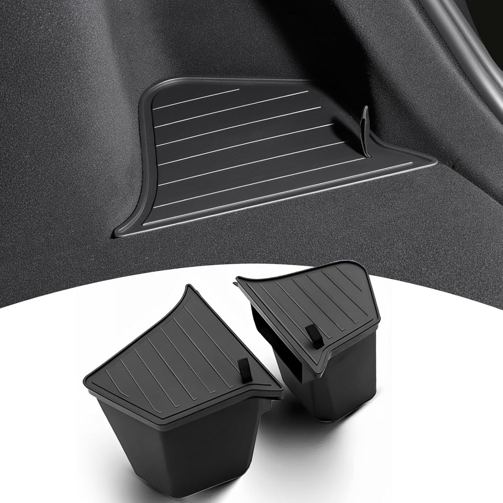 Youten TPE Rear Trunk Organizer with Lids, Waterproof Anti-Rattle Cargo Side Storage Bin for 2025-2026 Tesla Model Y Juniper 5-Seater