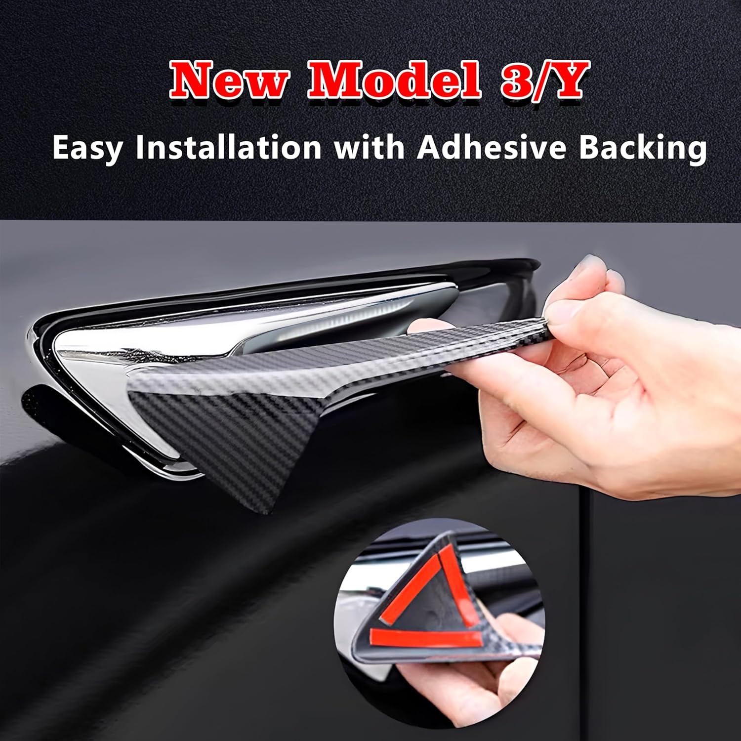 Youten HW4.0 Side Camera Protection Covers, Matt Carbon Fiber Pattern Turn Signal Accessories for 2024-2026 Tesla Model 3/Y